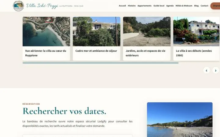 Galerie de la villa : vue aérienne du Ruppione, cadre mer, jardins et la villa dans les années 1980